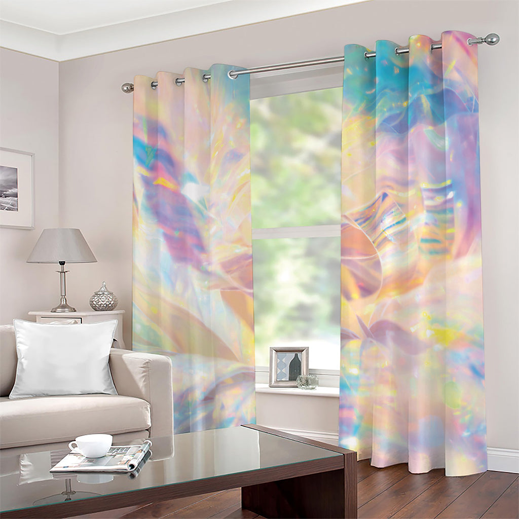 Bright Holographic Print Grommet Curtains