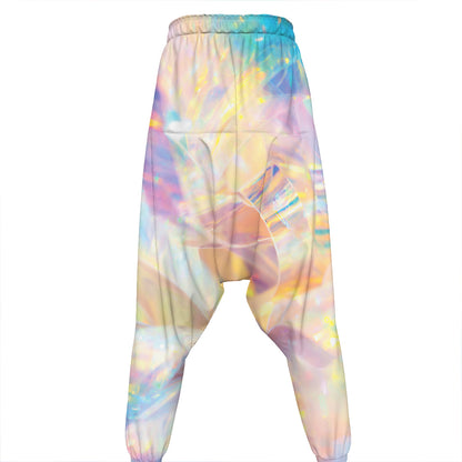 Bright Holographic Print Hammer Pants