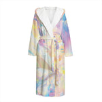 Bright Holographic Print Hooded Bathrobe