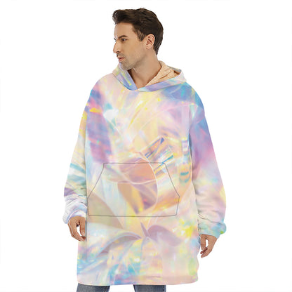 Bright Holographic Print Hoodie Blanket