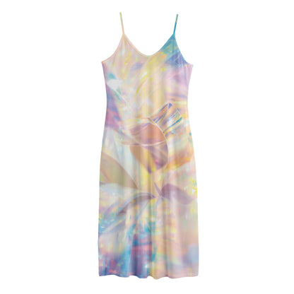 Bright Holographic Print Jersey Midi Cami Dress