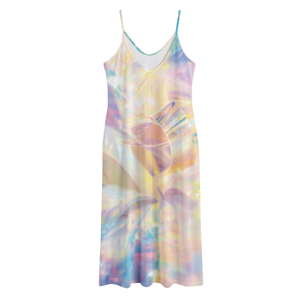 Bright Holographic Print Jersey Midi Cami Dress