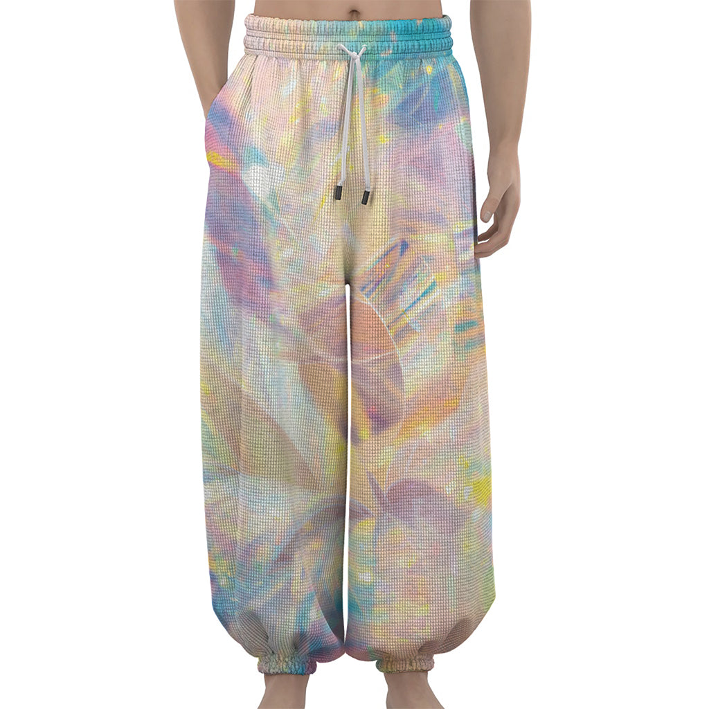 Bright Holographic Print Lantern Pants