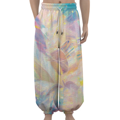 Bright Holographic Print Lantern Pants