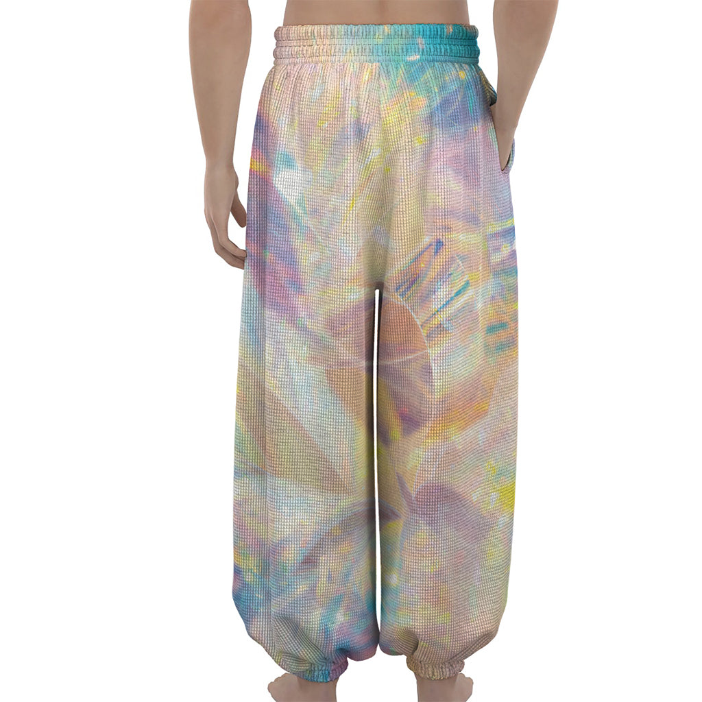 Bright Holographic Print Lantern Pants