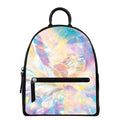Bright Holographic Print Leather Backpack
