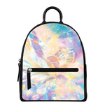 Bright Holographic Print Leather Backpack