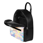 Bright Holographic Print Leather Backpack