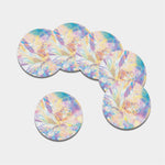 Bright Holographic Print Leather Coaster Set