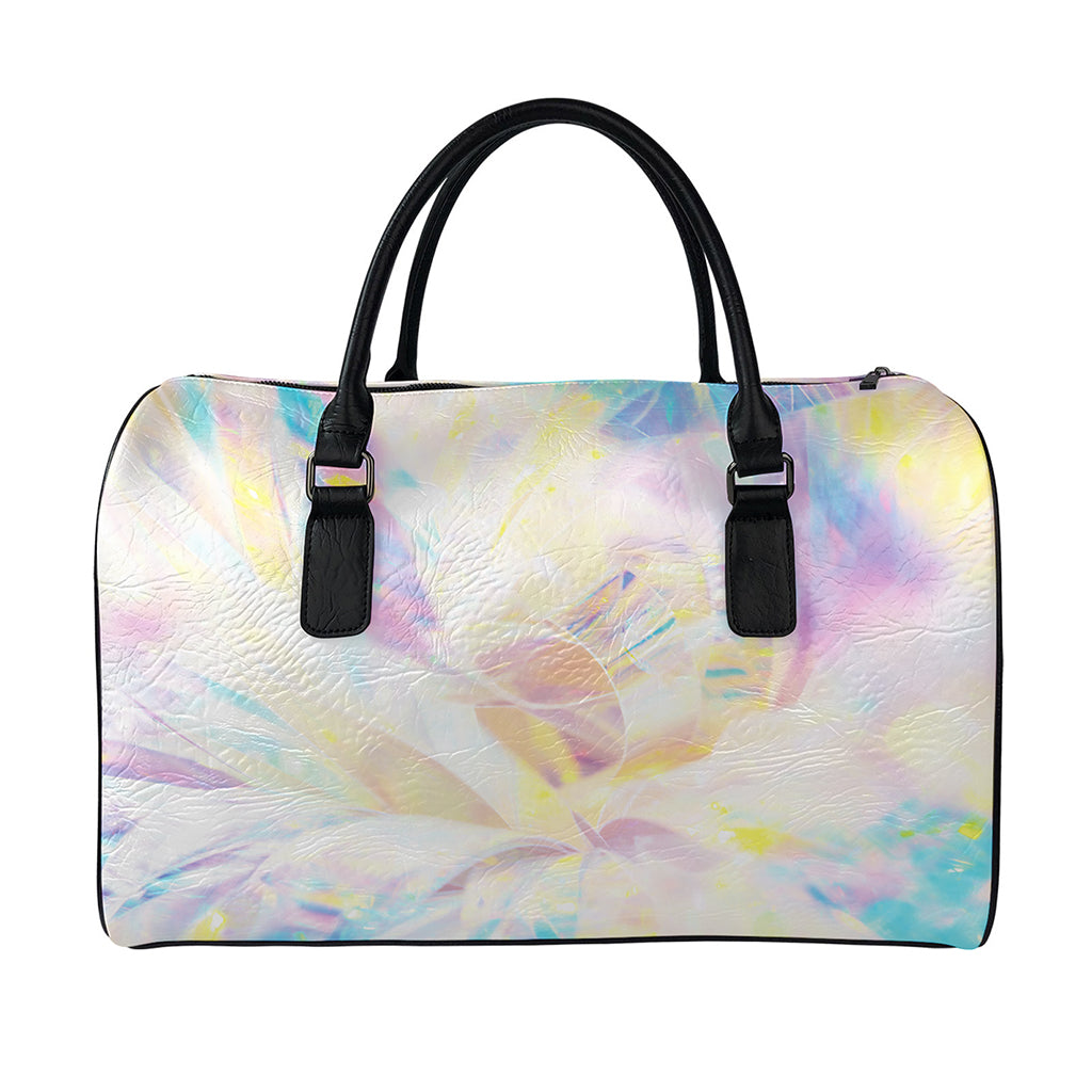 Bright Holographic Print Leather Duffle Bag