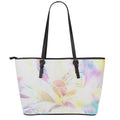 Bright Holographic Print Leather Tote Bag With Zipper