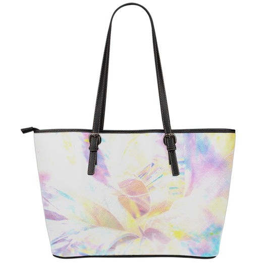 Bright Holographic Print Leather Tote Bag