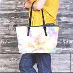 Bright Holographic Print Leather Tote Bag