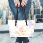 Bright Holographic Print Leather Tote Bag