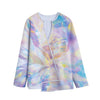 Bright Holographic Print Long Sleeve Short Coat