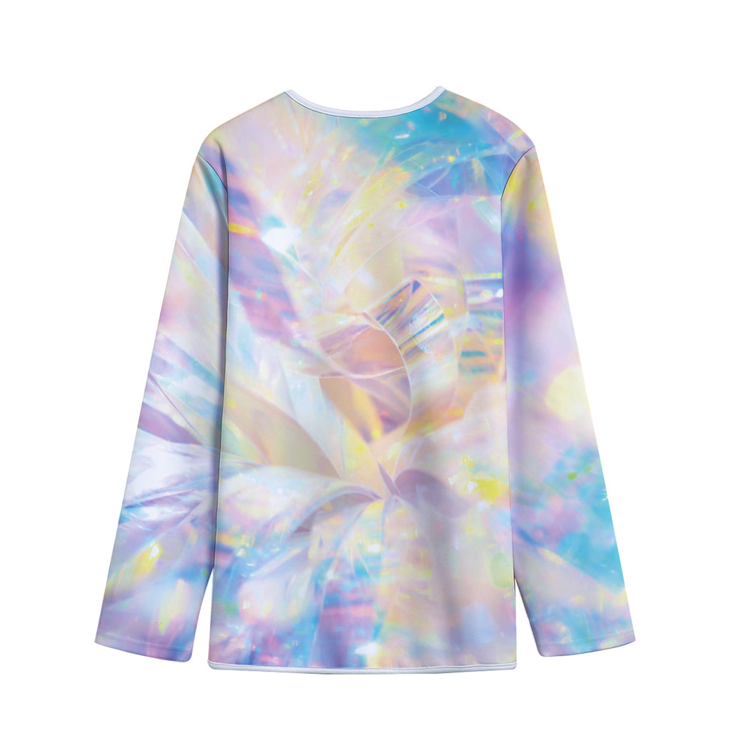 Bright Holographic Print Long Sleeve Short Coat