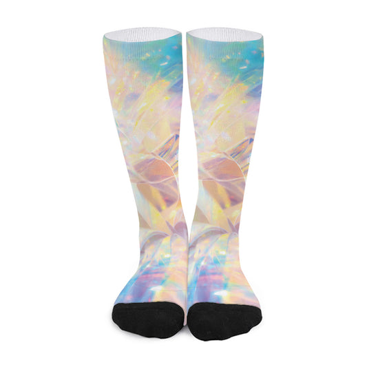 Bright Holographic Print Long Socks