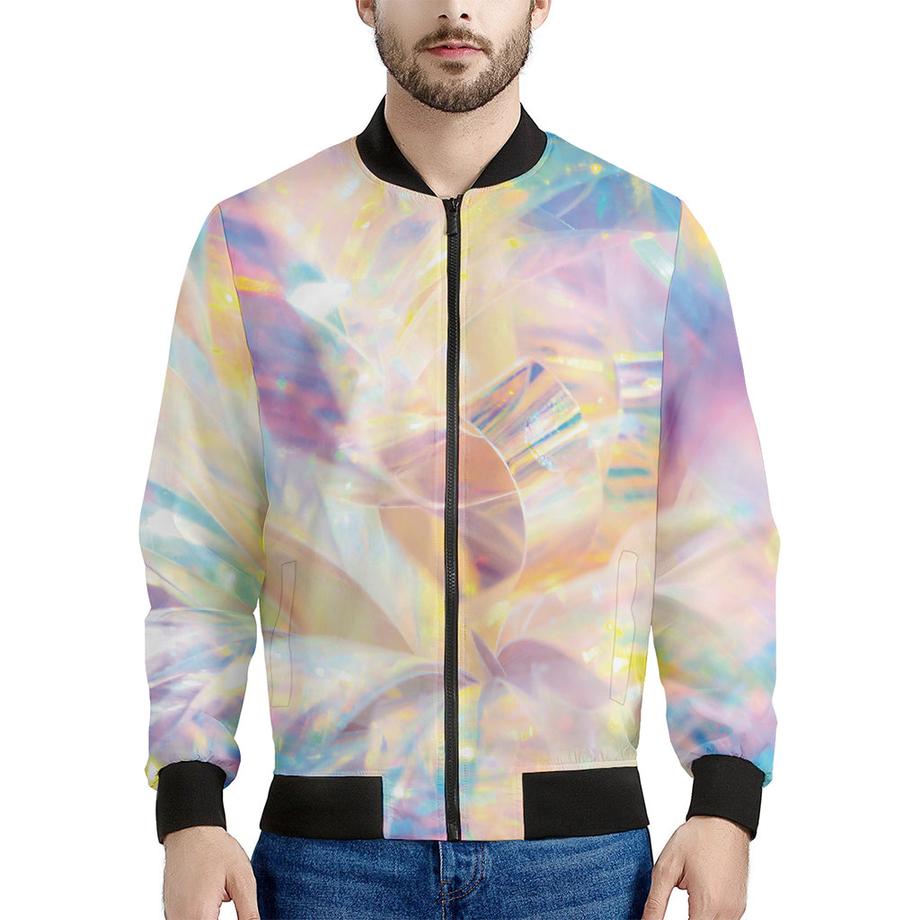 Bright Holographic Print Men's Bomber Jacket