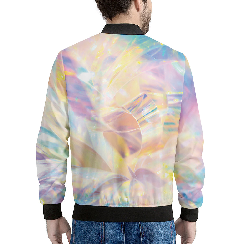 Bright Holographic Print Men's Bomber Jacket