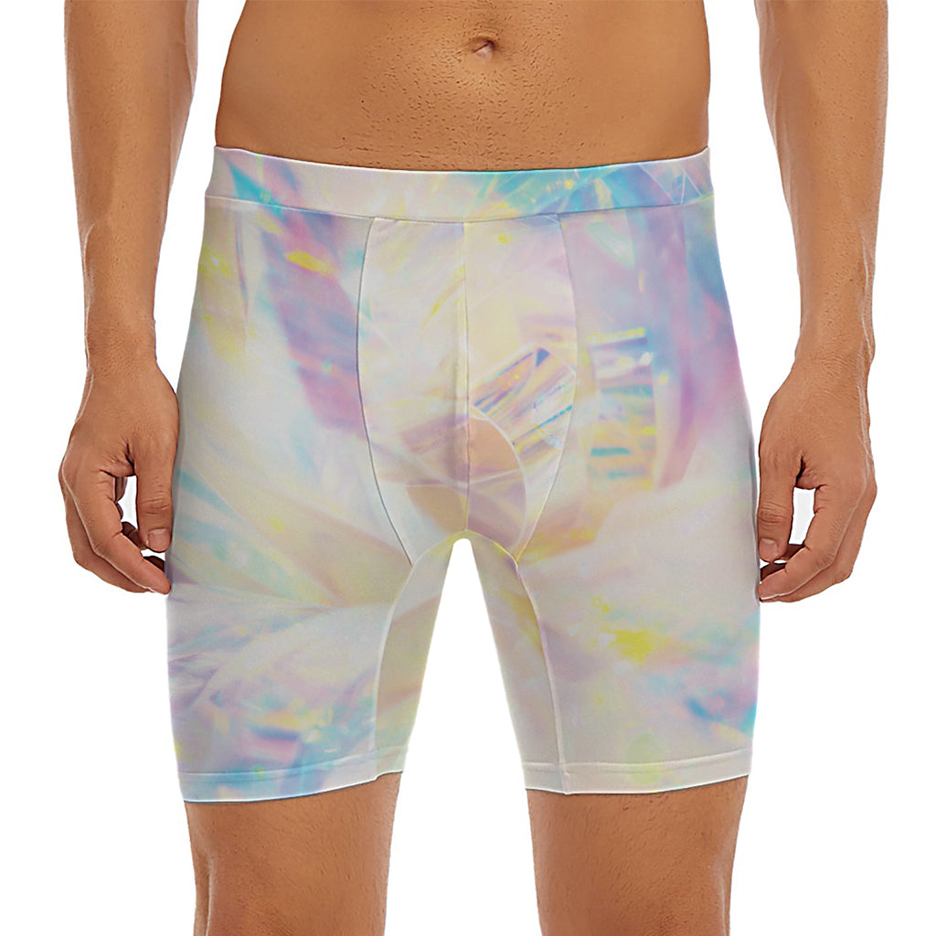 Bright Holographic Print Men's Long Boxer Briefs