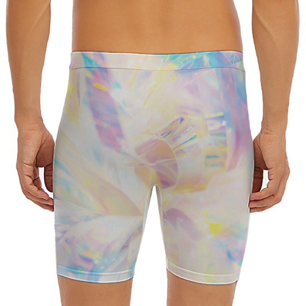 Bright Holographic Print Men's Long Boxer Briefs