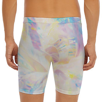 Bright Holographic Print Men's Long Boxer Briefs