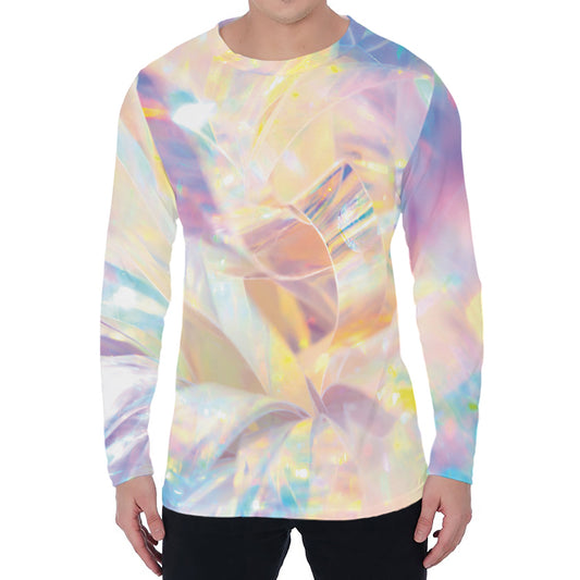 Bright Holographic Print Men's Long Sleeve T-Shirt