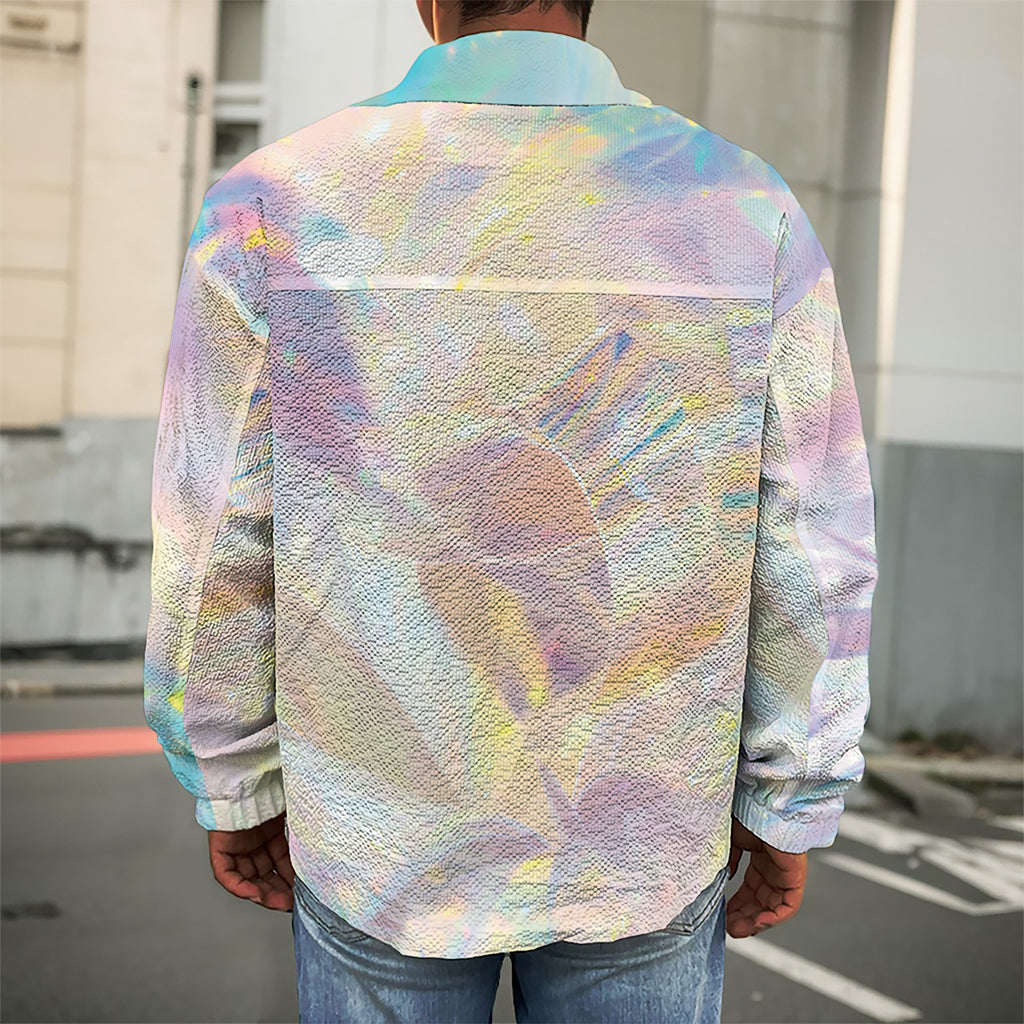 Bright Holographic Print Men's Shirt Jacket