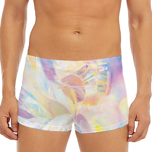 Bright Holographic Print Men's Short Boxer Briefs