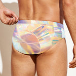 Bright Holographic Print Men's Swim Briefs