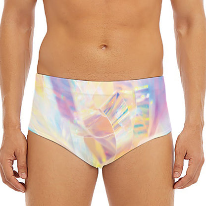 Bright Holographic Print Men's Triangle Swim Briefs