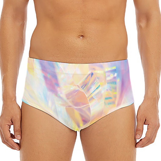 Bright Holographic Print Men's Triangle Swim Briefs