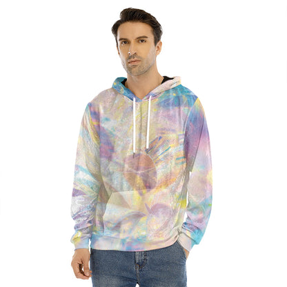 Bright Holographic Print Men's Velvet Pullover Hoodie