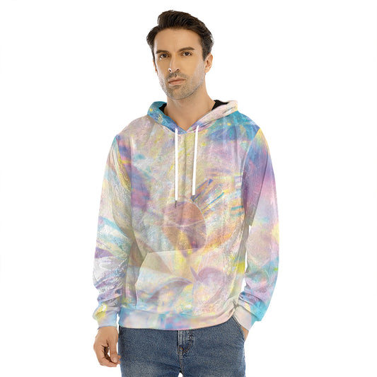 Bright Holographic Print Men's Velvet Pullover Hoodie