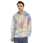 Bright Holographic Print Men's Velvet Pullover Hoodie