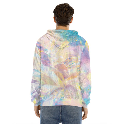 Bright Holographic Print Men's Velvet Pullover Hoodie