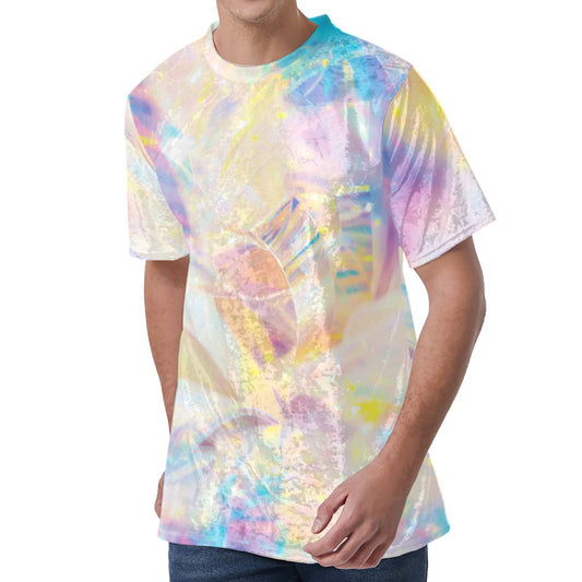 Bright Holographic Print Men's Velvet T-Shirt