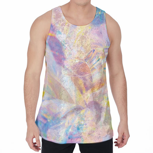 Bright Holographic Print Men's Velvet Tank Top