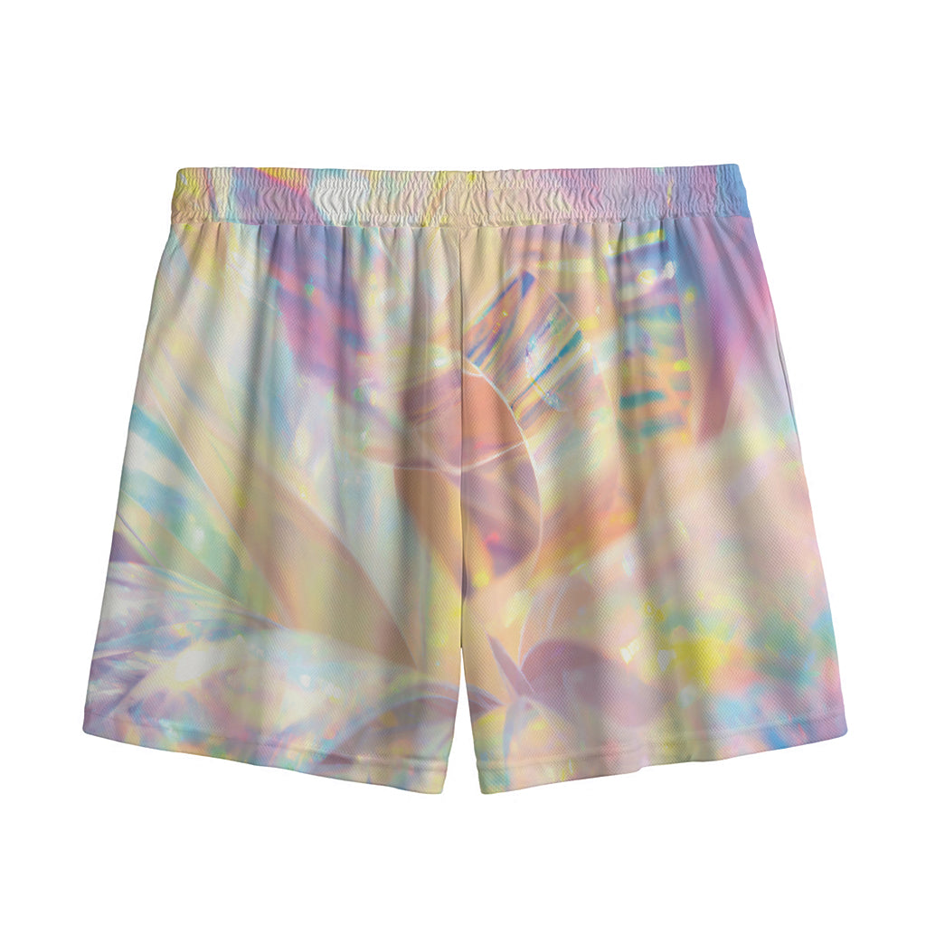 Bright Holographic Print Mesh Shorts