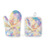 Bright Holographic Print Oven Mitt And Pot Holder Set