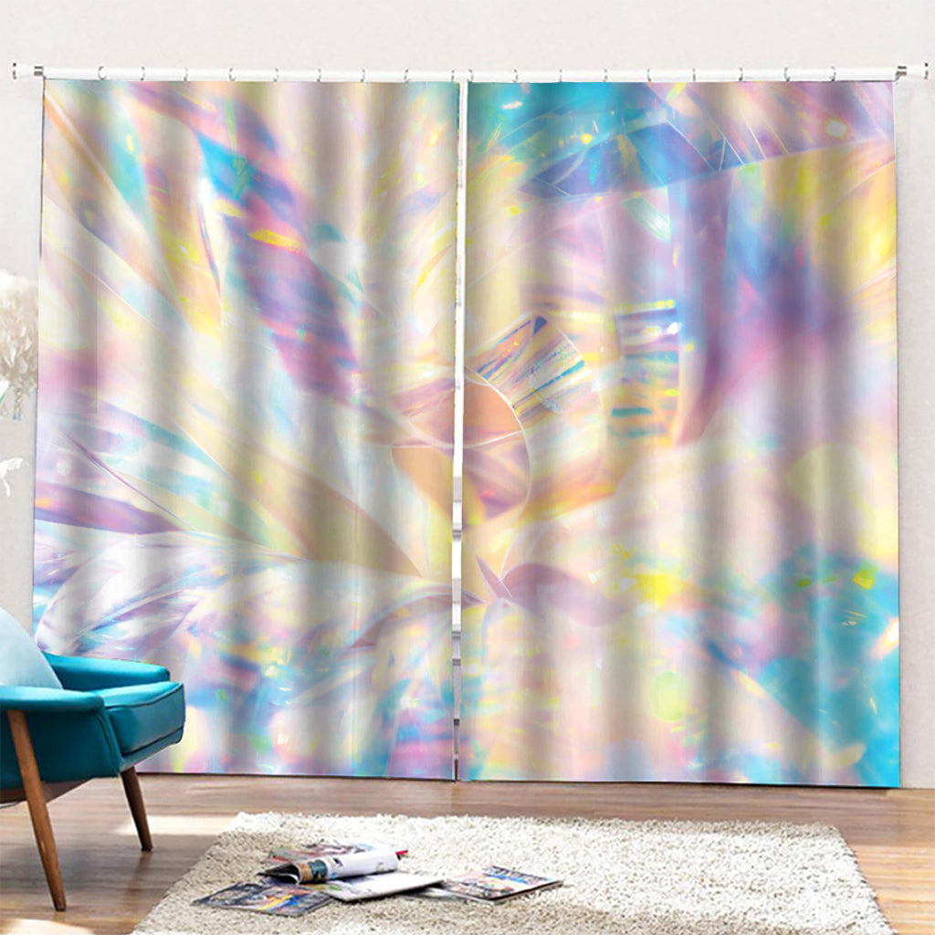 Bright Holographic Print Pencil Pleat Curtains