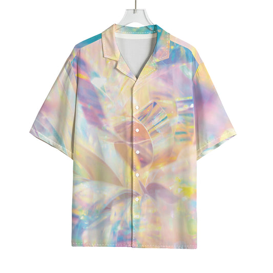 Bright Holographic Print Rayon Hawaiian Shirt