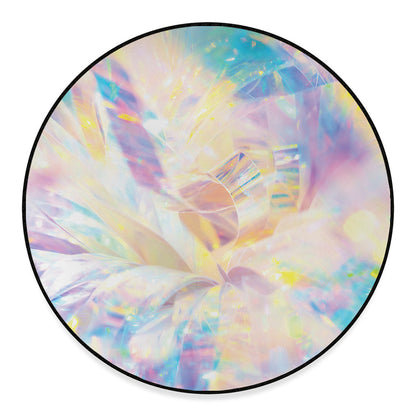Bright Holographic Print Round Floor Mat