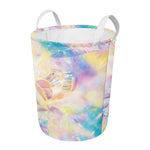 Bright Holographic Print Round Laundry Basket