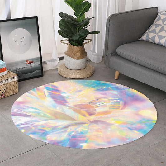 Bright Holographic Print Round Rug