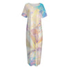 Bright Holographic Print Short Sleeve Long Nightdress