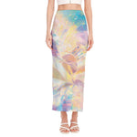 Bright Holographic Print Side Slit Maxi Skirt