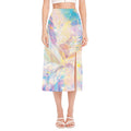 Bright Holographic Print Side Slit Midi Skirt