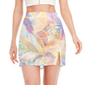 Bright Holographic Print Side Slit Mini Skirt