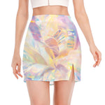 Bright Holographic Print Side Slit Mini Skirt